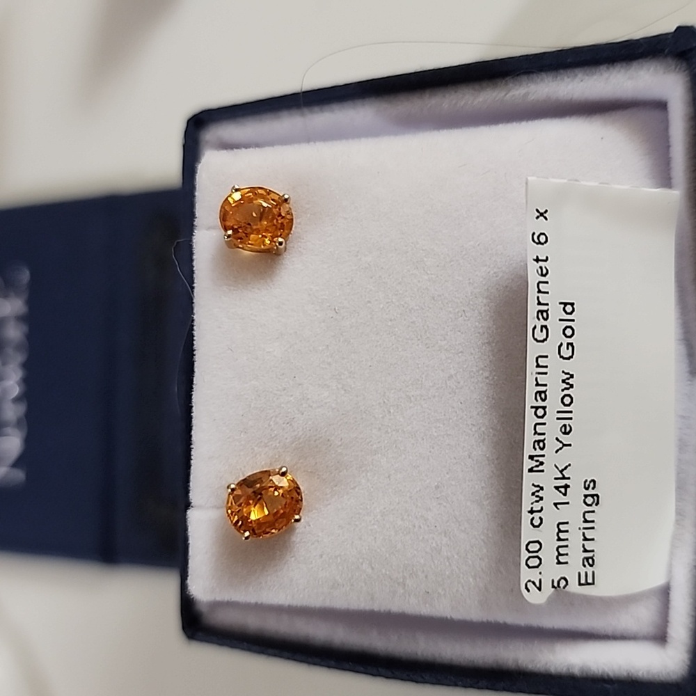 Mandarin Garnet Stud Earrings
